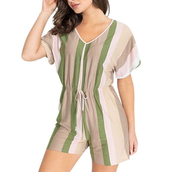 New In Package egs by éloges Olive Stripe Drawstring Romper Size XL - Picture 1 of 11